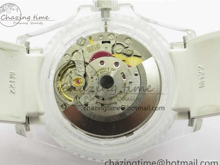 Best Phantomlab Edition 3AF White Dial Submariner VR3135 on Strap Rubber Blue Transparent Light 1109